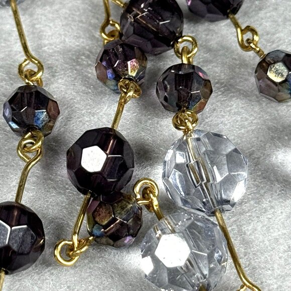 Joan Rivers Beaded Necklace Clear Purple AB Faceted Gold Tone Long Layer 60" - Picture 7 of 10